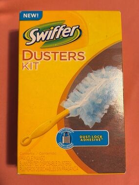 Swiffer Dusters Kit Yellow Box with Green and White Icons